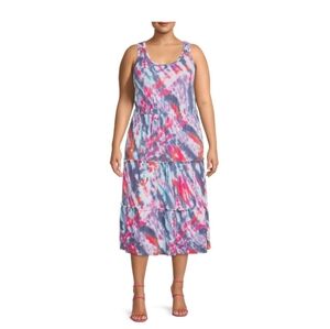 * Terra & sky 1X  tiered midi dress tie dye